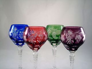 Bleikristall German Multi Color Cut to Clear Crystal Goblets Glasses