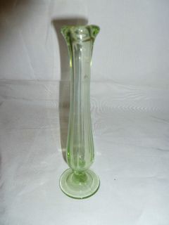 Vintage Hand Blown Light Green Tinted Glass Vase