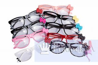 Lovely Hello Kitty bow Style Fashion Glasses frame with lens Cosplay 