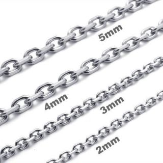 5mm 12 36 Silver Tone Mens Stainless Steel Necklace O Chain 