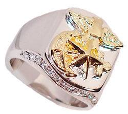 Anchor Mens Rhodium Two Tone Plated CZ Ring New