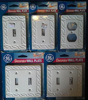  and Double Light Switch & 1 Outlet Plate Set White Pattern Steel New