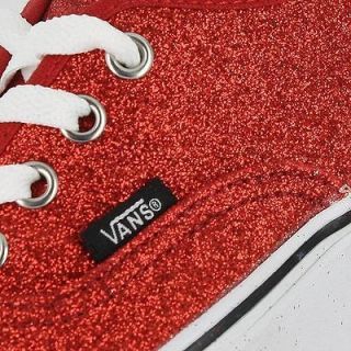 VANS CLASSIC AUTHENTIC GLITTER RED WOMENS US SIZE 7, MENS 5.5