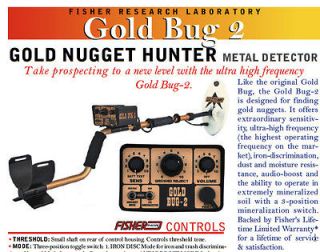 999 FISHER GOLD BUG 2 METAL DETECTOR 2 COIL COMBO 6.5 AND 10 SEARCH 