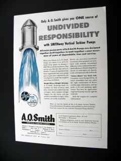 AO Smith SMITHway Vertical Turbine Pumps 1949 print Ad