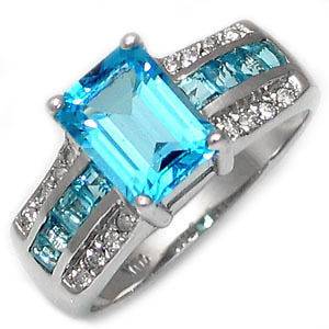   10 Jewelry New Mans blue Aquamarine 10KT white Gold Filled Ring Gift