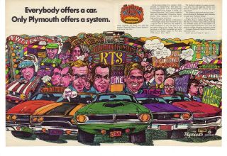 1969 Plymouth The Rapid Transit System 2 Page Ad GTX Cuda Duster Fury 