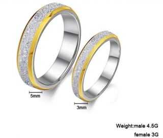 Titanium Steel Promise Ring Set Couple Wedding Bands Gold Frost Many 