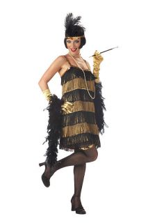   1920s Jazz Time Flapper Costume Dress Women Black and Gold S M L