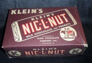   Kleins Chocolate Co. NIC L NUT Candy Bar Store Display Box Eliz PA