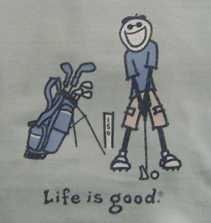 Life is good Mens Crusher tee   Golf One Fifty   foggy blue   New w 