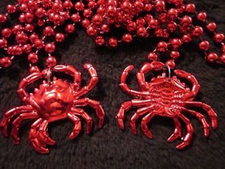   (12) RED CRABS MARDI GRAS NECKLACES BEADS SEAFOOD CRAB BOIL PARTY
