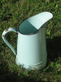 old french body pitcher green enamelware graniteware