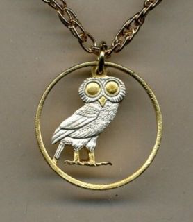 Gold/Silver Coin Necklace, Greek Drachma Owl