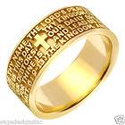14K Yellow Gold Cross Spanish Bible Wedding Band Ring