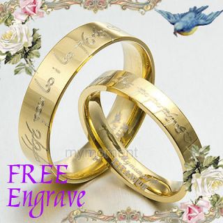 GOLD YOUR WORDS Engrave Wedding Engagement Bands Titanium Couple Ring 