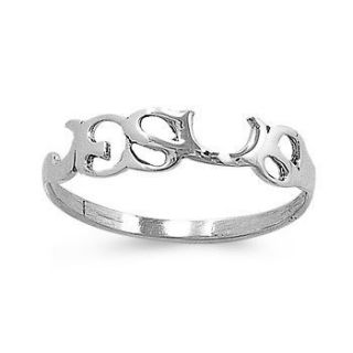 Sterling Silver JESUS Ring Christ Christian Religious Band Solid 925 