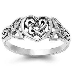 Celtic Heart Ring   925 Sterling Silver Infinity Ring with Knot 