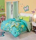   Girls Aqua Green Butterfly Comforter Sheets Bedding Set Full Queen 9PC