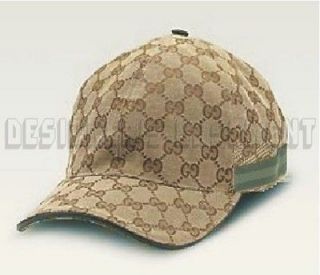 GUCCI beige GG canvas XL green Web RIBBON trim Baseball Hat cap NWT 