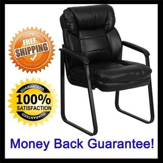   Strong Black Leather Reception Office Side Chair Waiting Room 21999