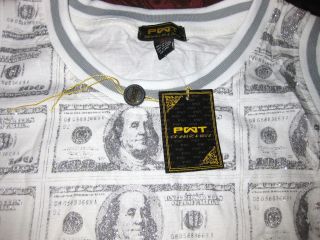 PWT Classic & Cool White & Silver $100 Dollar Bill Sleeveles Shirt 