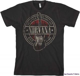 Licensed Nirvana Est 1988 Guitar Stamp Adult Shirt S XL