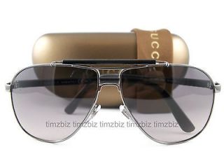 New Gucci Sunglasses GG 2215/s Dark Ruthenium Black Leather LKTEU 