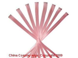  Baby pink long straight wig hair pieces