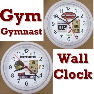GYMNASTICS Wall Clock Gym Gymnast Tumbling Rings Pummel Bars Balance 