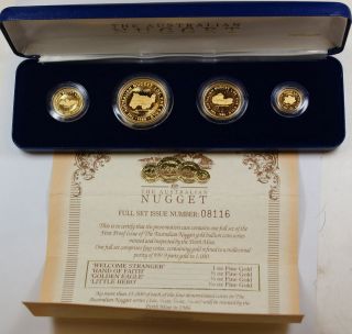 1986 Australia Nugget Proof Cameo 24kt Gold Coin Set Low Mintage In 