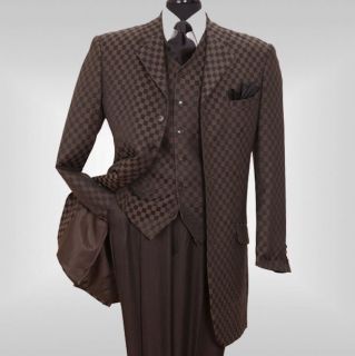   piece High Fashion Zoot Suit with Vest Checker style Black 2910