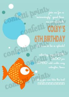 Bubble Breath Birthday Invitation   Uprint Digital File Fish Guppies
