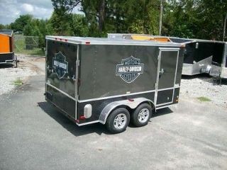   Enclosed Double Motorcycle Trailer 2013 w harley davidson stickers