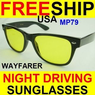 HD NIGHT DRIVE VISION SUN GLASSES YELLOW LENS WAYFARER FREE SHIP USA 