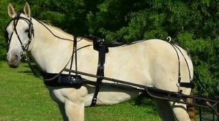   * SIZE Solid BLACK Biothane HARNESS & BLACK PAD Driving Horse Harness