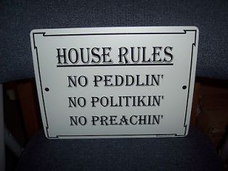   SIGN   *HOUSE RULES*, HUMOR, BATHROOM, GARAGE, POLITICS MAN CAVE