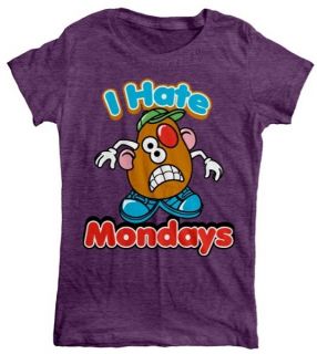   Vintage Style Juniors Mr. Potato Head I Hate Mondays T Shirt MED