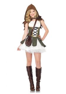  Robin Hood Dress n Cape n Satchel Kids Juniors Halloween Costume NEW