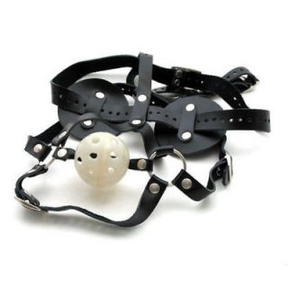 NEW LEATHER HORSE BLINKER BALL GAG AND HEAD HARNESS