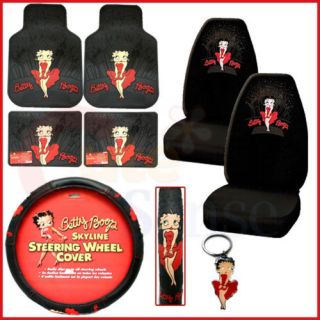 Betty Boop 8PC Car Seat Covers Accessories Set :Skyline
