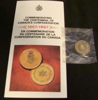 1867 1967 Canadas Confederation Unopened Commemorative Coin with 