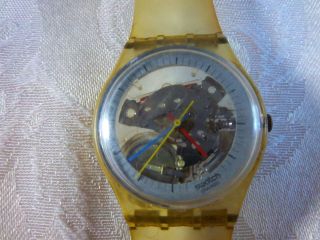 Rare Vintage* SWATCH WATCH 1985 Clear Jelly Fish Strap 5101 1980s 