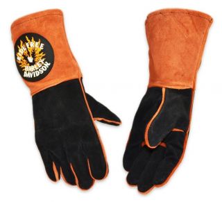 Harley Davidson RIDE FREE Orange & Black Leather Kevlar Welding Gloves