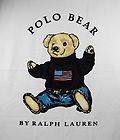   LAUREN Polo Teddy Bear with USA Navy Blue Sweater White Beach Towel