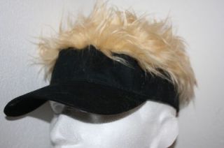 Spikey Hair Golf Visor Cap Hat Fun Christmas Gift Black with Blonde 