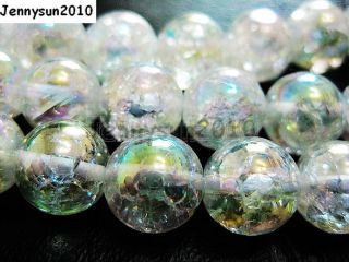   AB Crystal Quartz Gemstone Round Beads 15.5‘’ Strand 8mm 10mm 12mm