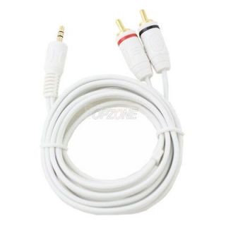 New Audio 12 feet Y Cable 3.5mm Stereo Plug to 2 RCA Plugs White