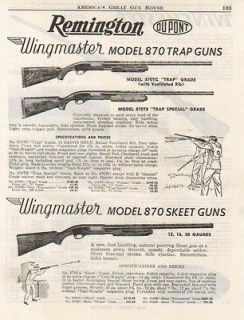 1954 REMINGTON AD MODEL 870 WINGMASTER SHOTGUN