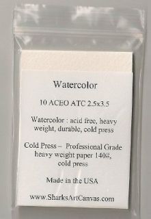 10 ACEO 2.5x3.5 Art Cards Watercolor Artist 140# Paper